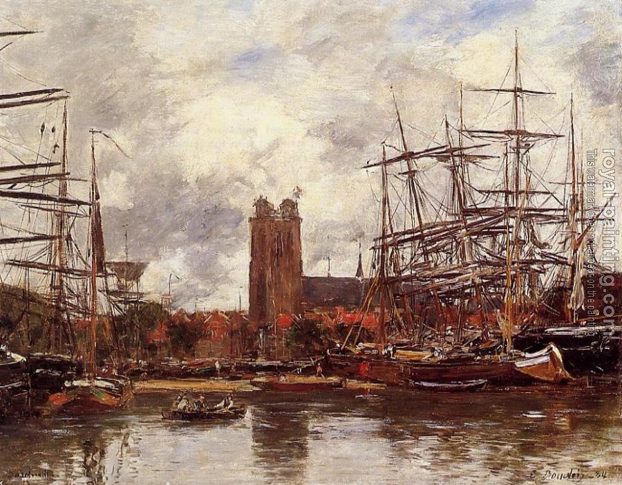 Eugene Boudin : Dordrecht, View of the Port